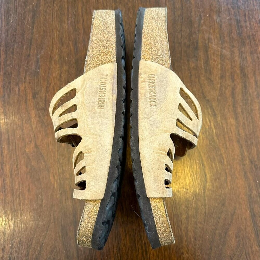 Birkenstock Granada Light Brown Leather Sandals Strappy Buckle Slide Size 42 - Picture 4 of 8